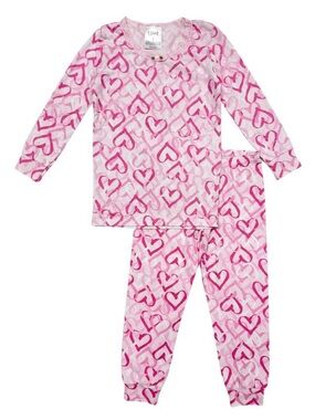 ESME Chandelier Pink Heart-Print Long Sleeve Pajama Set sz 7